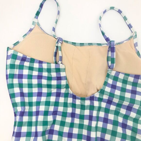 Amazon Essentials Blue Green Gingham One Piece Bathing Swim Suit - Picture 8 of 15